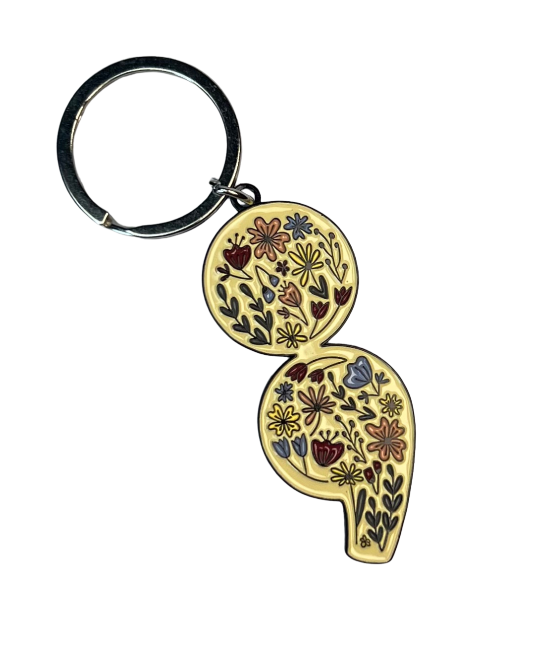 Floral Semicolon Keychain