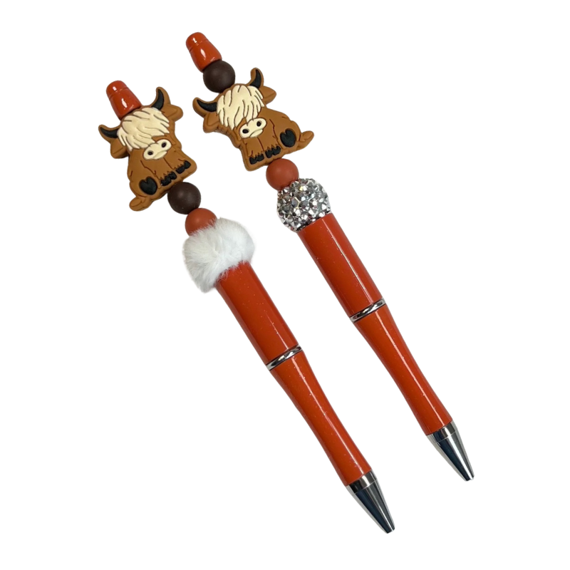 Highland Cow Beaded Pen
