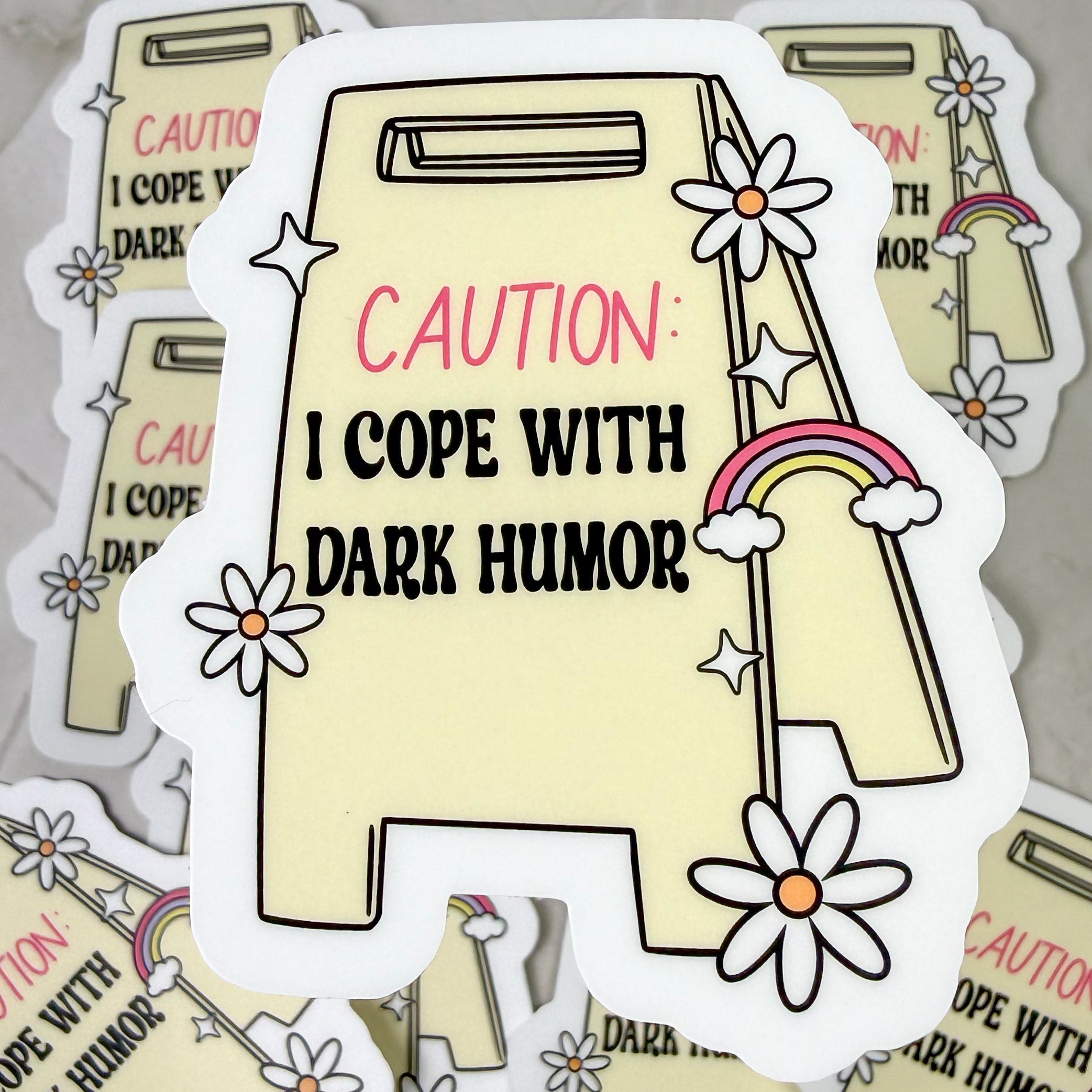 Caution: I Cope With Dark Humor – Funny Vinyl Sticker
