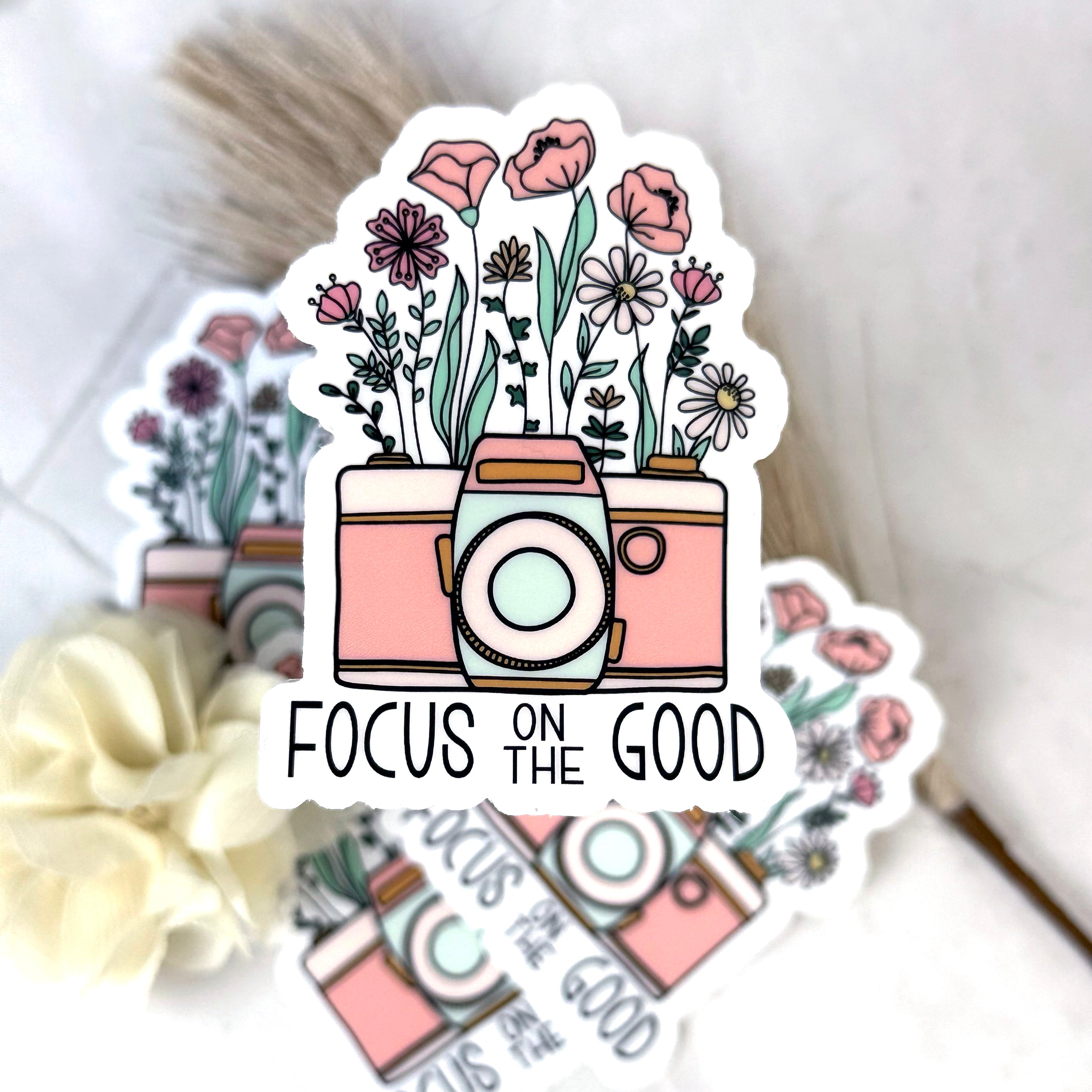 Focus on the Good Sticker by Ashen Rose Co.