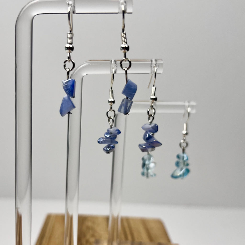 Handmade Blue Stone Stack Earrings – Three Styles