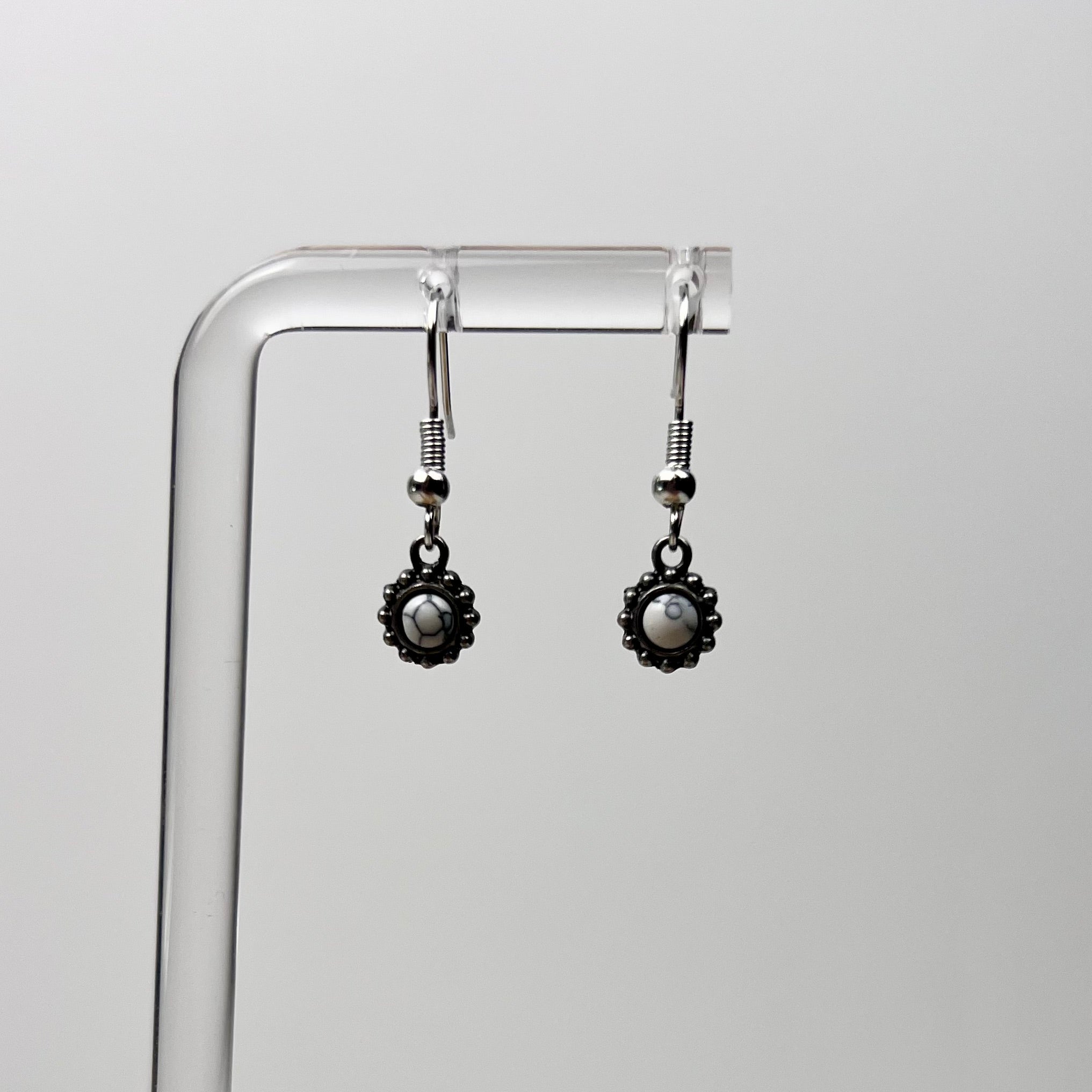 Antique Style Drop Earrings – White, Blue, and Black by Ashen Rose Co.