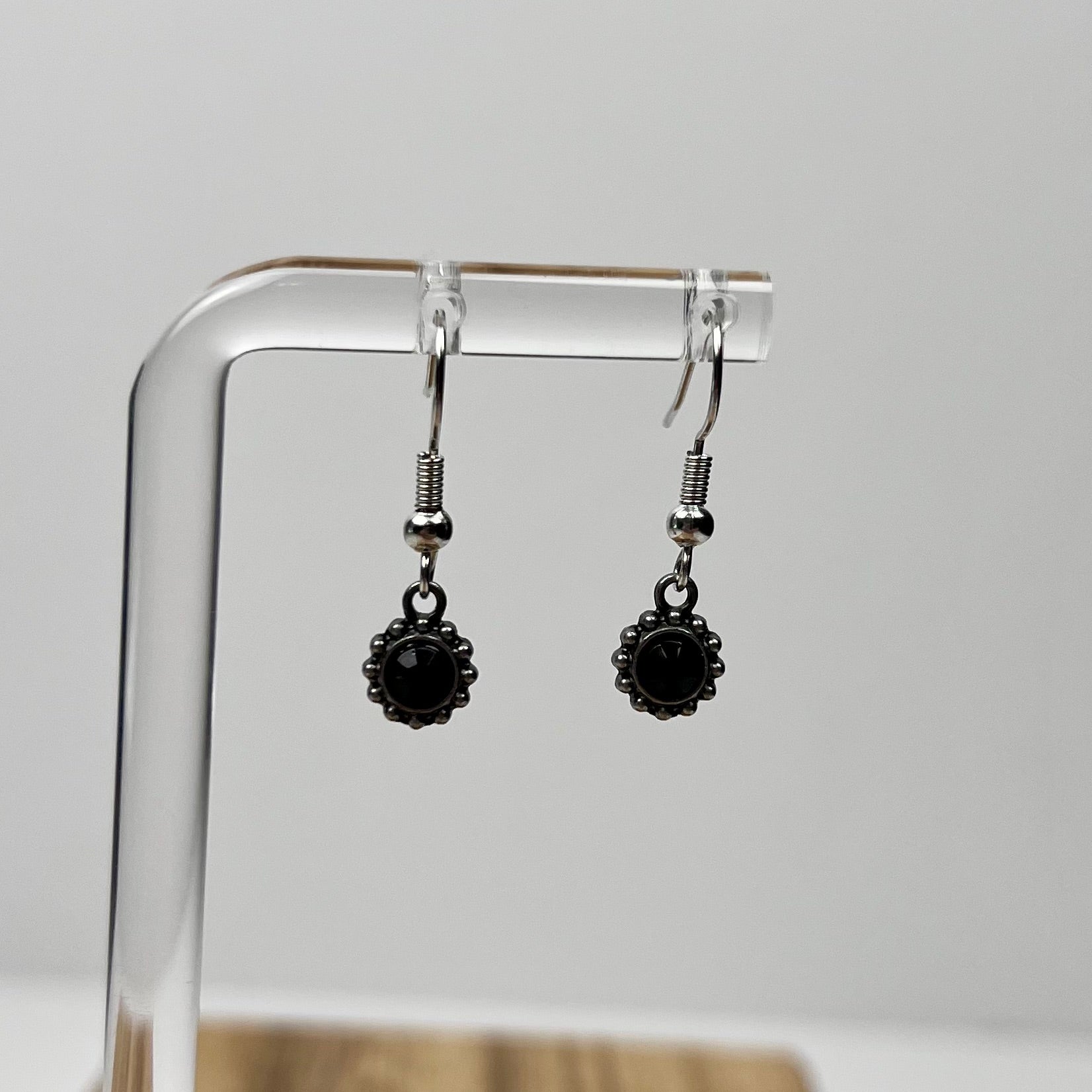 Antique Style Drop Earrings – White, Blue, and Black by Ashen Rose Co.