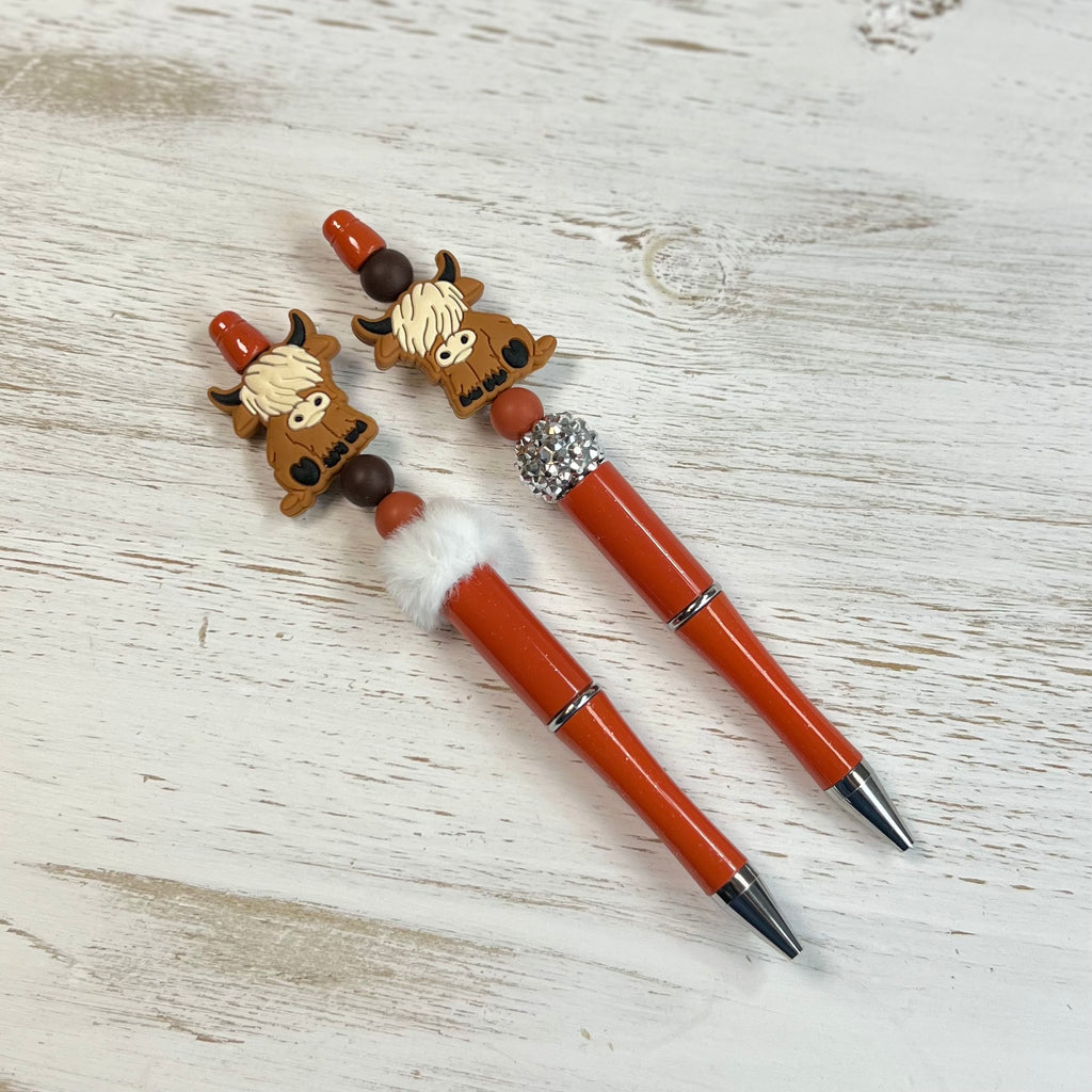 Highland Cow Beaded Pen