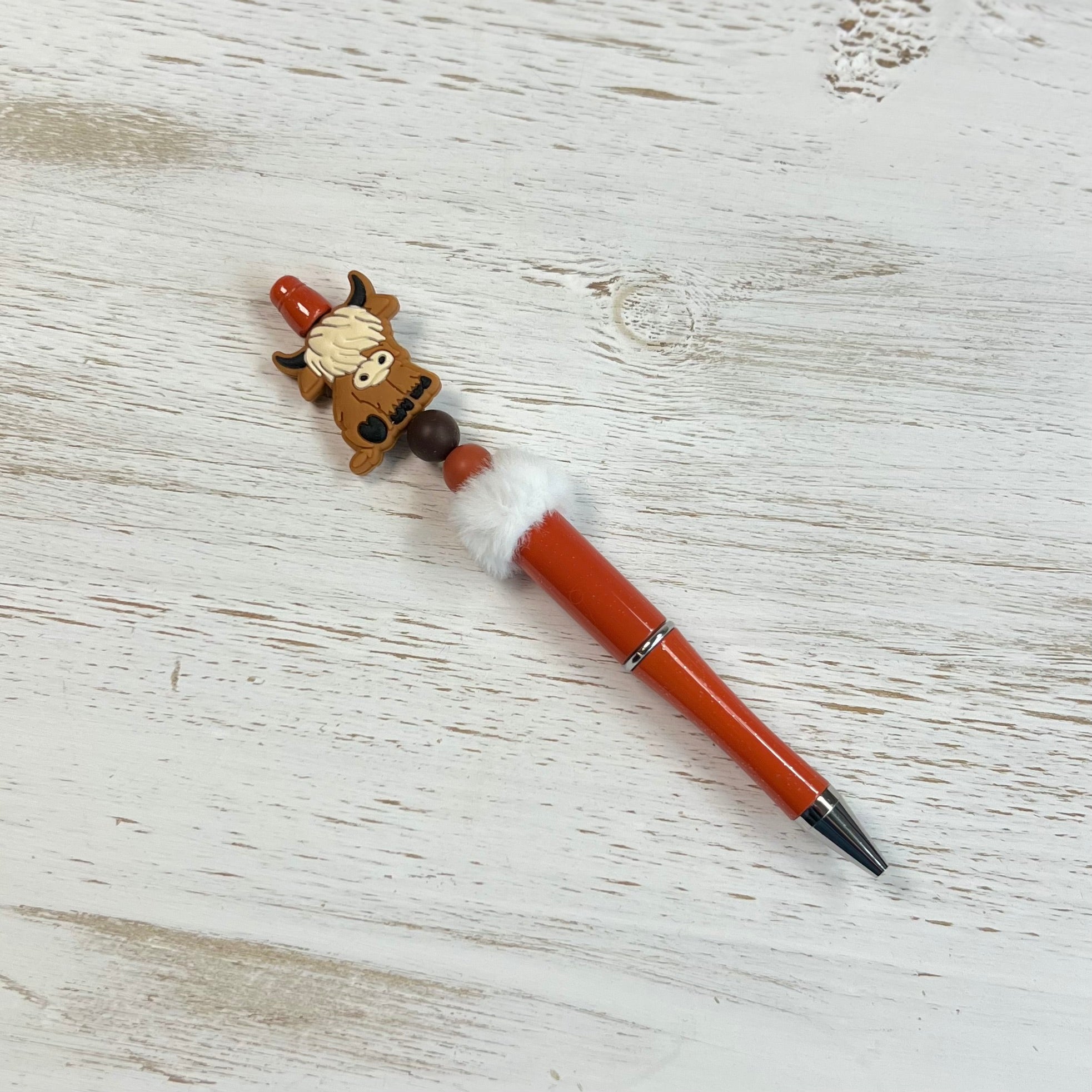 Highland Cow Beaded Pen