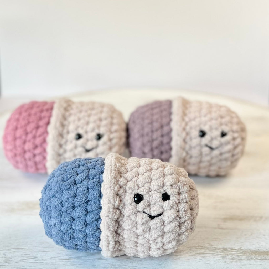 Chill Pill Crochet Plush – Soft Stress Relief