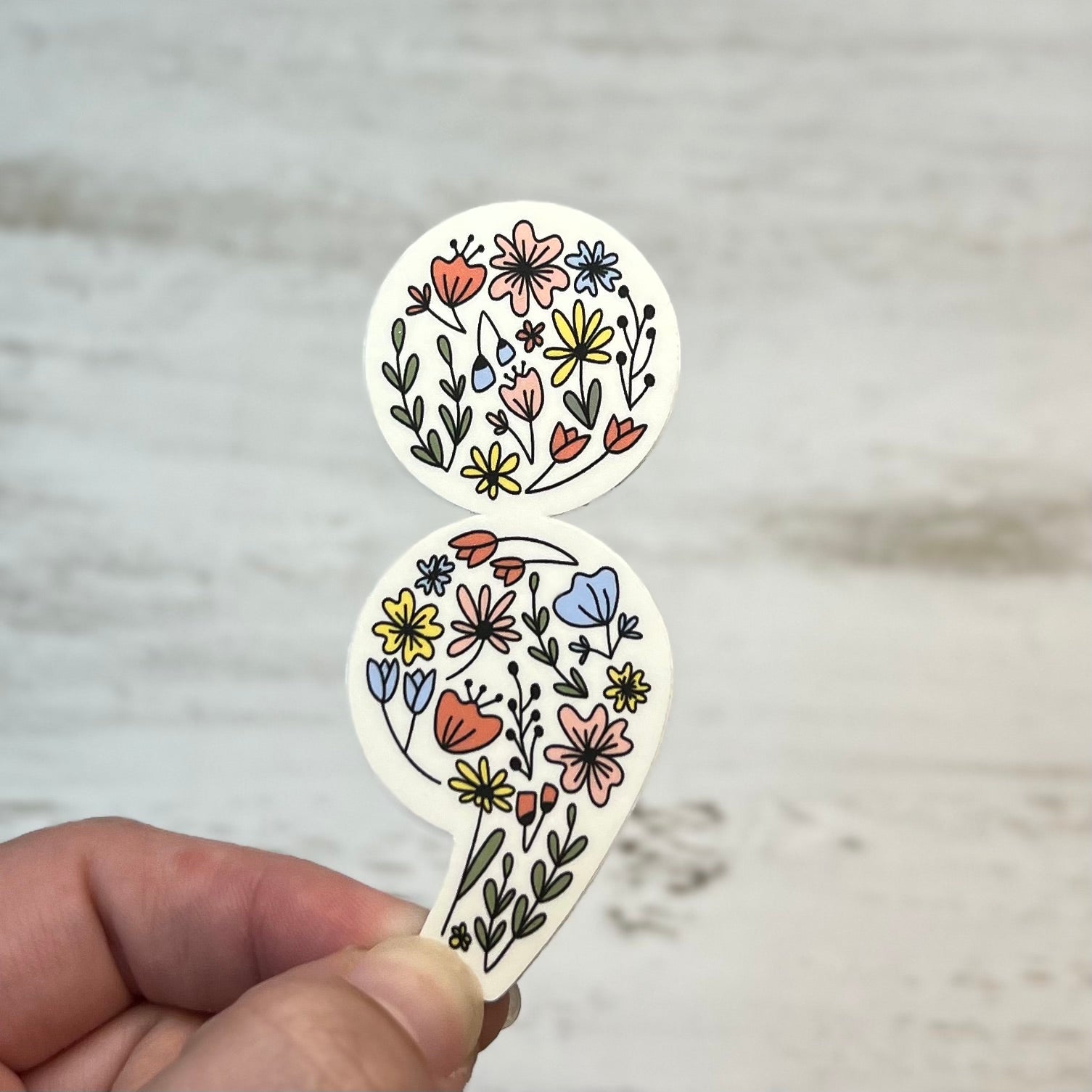 Floral Semicolon Sticker