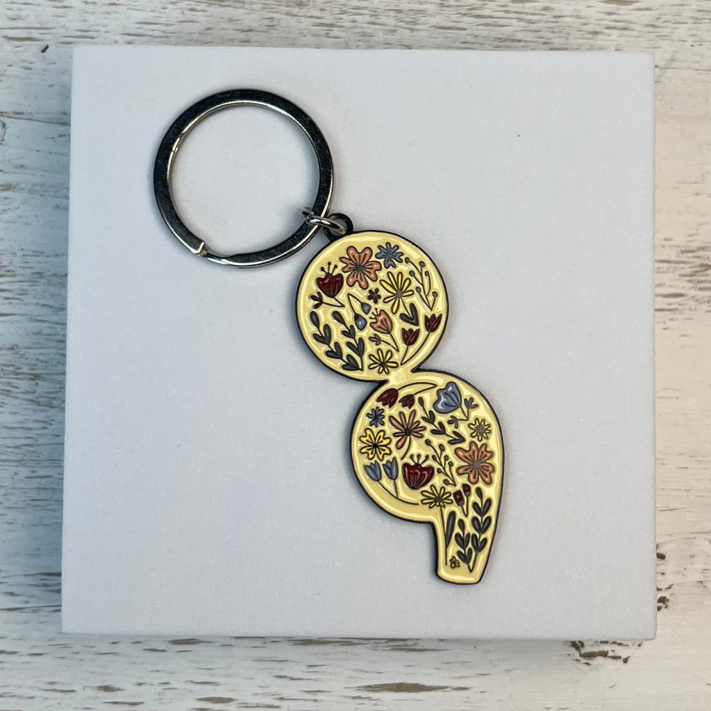 Floral Semicolon Keychain