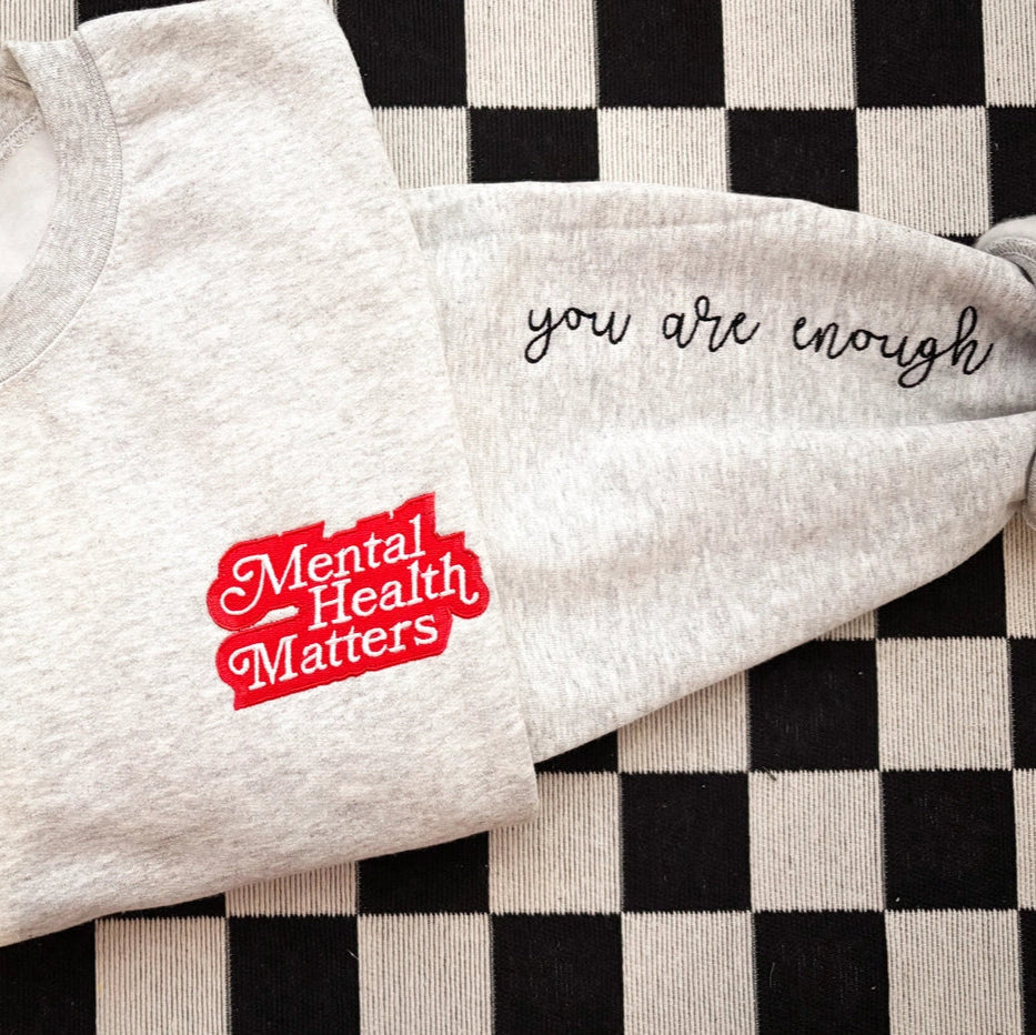 Mental Health Embroidered Crewneck Sweatshirt – Unisex Comfort Fit by Graphic tee and co.