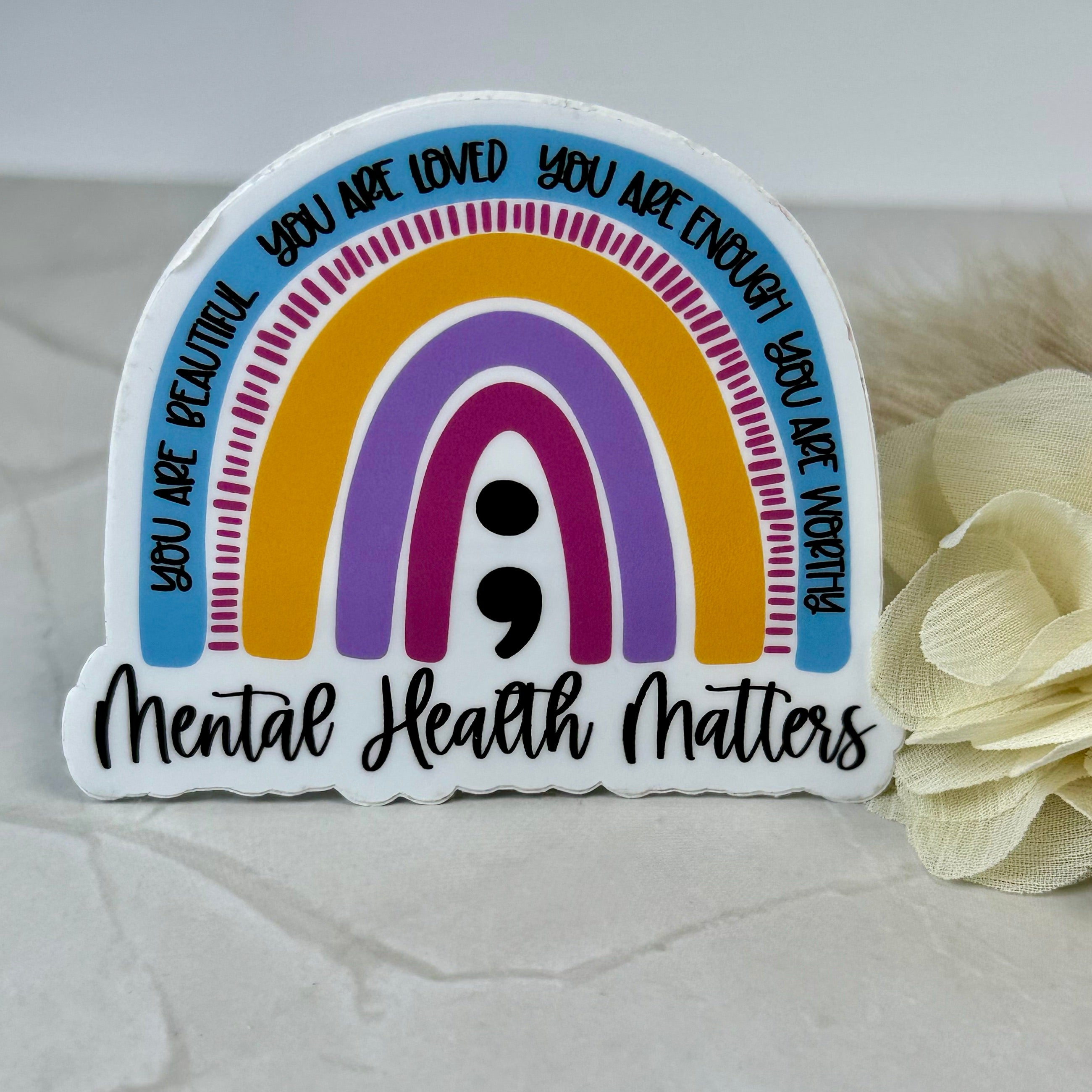Mental Health Matters Sticker by Ashen Rose Co.